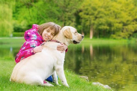 Girl with Labrador Retriever Dog Stock Image - Image of girl, female ...