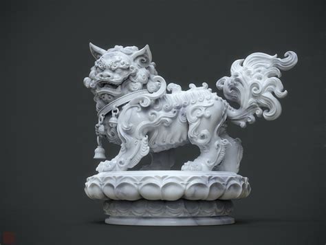 ArtStation - Chinese lion statue （marble version and W.I.P), Zhelong Xu | Chinese lion statue ...