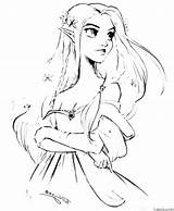 Anime Girl Elf Coloring Pages Sketch Page sketch template