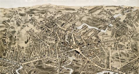 Detailed old map of Taunton, Massachusetts from 1875