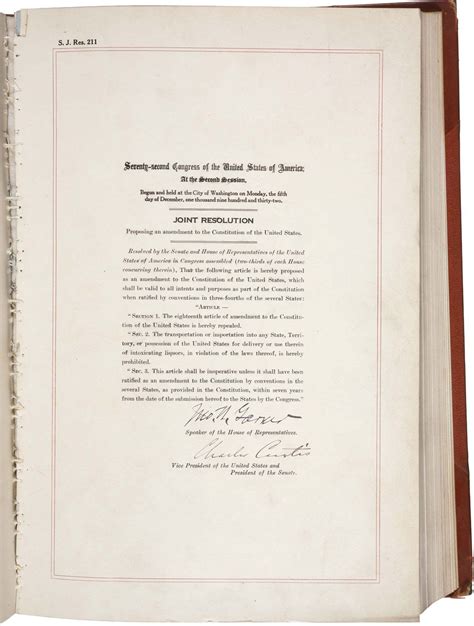 Twenty-first Amendment | Repeal, Prohibition, Ratification | Britannica