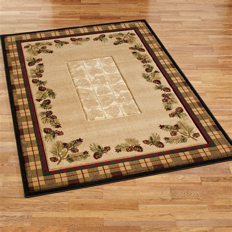 Winter Pines Rustic Pine Cone Area Rugs