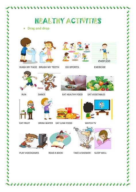 Healthy Activities worksheet | Healthy activities, Healthy habits kindergarten, Elementary ...