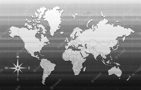 Premium Vector | World map black and white background