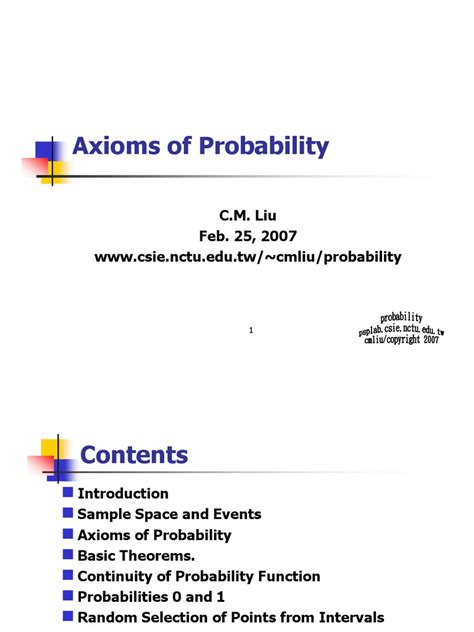 Axioms of Probability | Probability Theory | Continuous Function