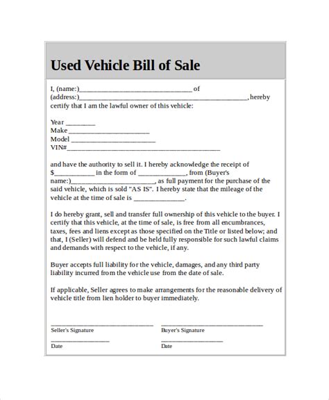 Bill Of Sale For Free Car - Car Sale and Rentals