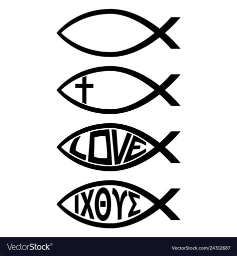 Ichthus christian fish symbol religious icon Vector Image