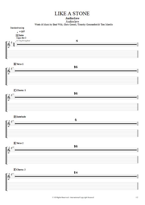 Like a Stone Tab by Audioslave (Guitar Pro) - Full Score | mySongBook