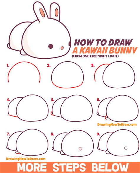 How to Draw a Cute Bunny Rabbit Laying Down (Kawaii / Chibi Style) Easy Step-by-Step Drawing ...