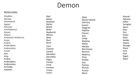 Demon Names And Types