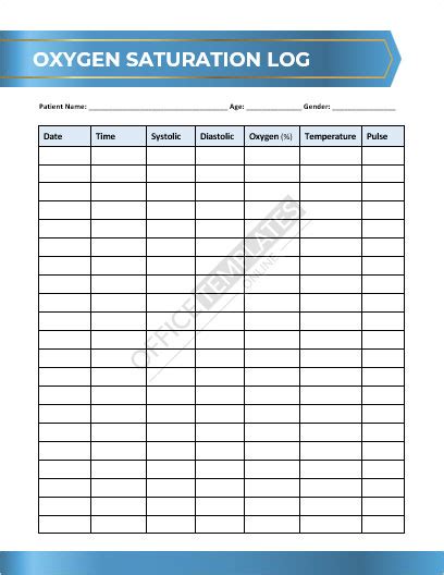 5+ Printable Free Pulse Oximeter Chart/Log Templates