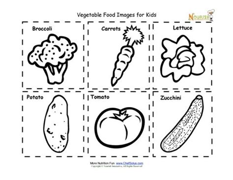 Vegetable Food Nutrition Flash Cards Cut Out Printable for Kids