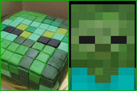 Minecraft zombie cake. I baked and designed this cake my own creation. Each pixel is an ...