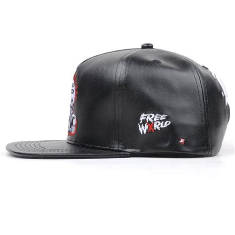 embroidery logo black leather snapback hats