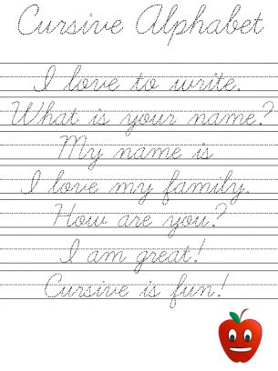 Cursive Writing Practice Worksheet