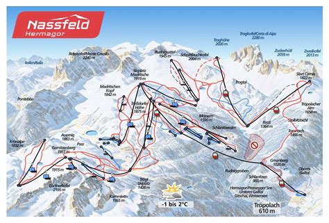 Large piste map of Nassfeld - Hermagor Ski Resort - 2009 | Carinthia ...