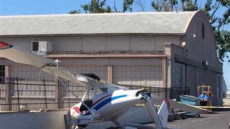 Taxiing plane crashes at Modesto airport