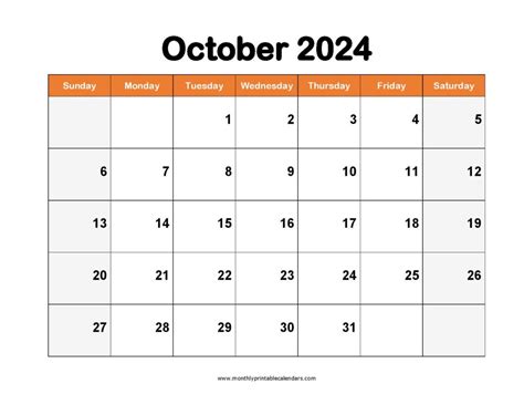 Printable Calendar October 2024 Free Printable - Isis Martica