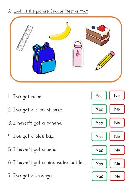 Unit 4 Lunchtime I've got I haven't got worksheet | Rules for kids, English activities for kids ...