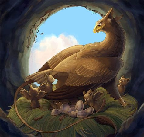 January - Griffon Family by aragornbirdChimera, myth, gryphon #Mythical #Fantasy #Creature ...