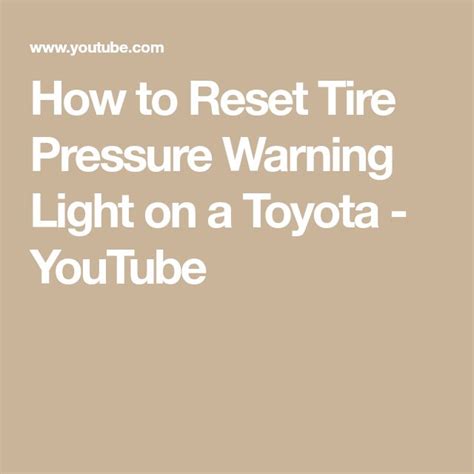 How to Reset Tire Pressure Warning Light on a Toyota - YouTube ...