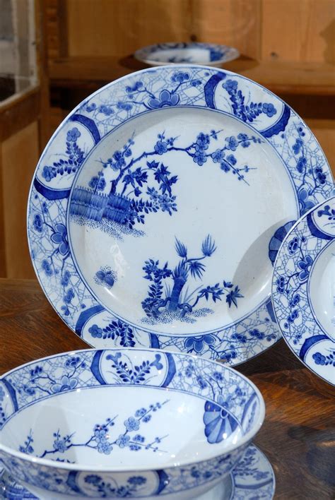 French Porcelain Blue and White Dinnerware For Sale at 1stdibs