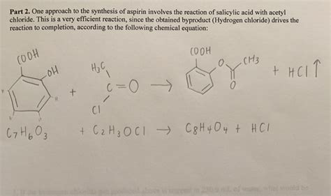 Solved Part 2. One approach to the synthesis of aspirin | Chegg.com