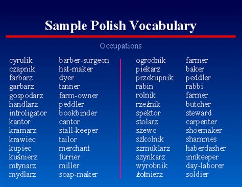 47. Sample Polish Vocabulary - Occupations