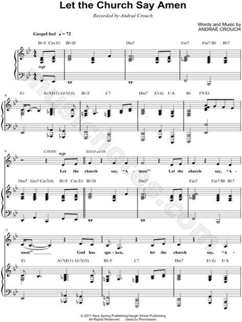 Andraé Crouch "Let the Church Say Amen" Sheet Music in Bb Major (transposable) - Download ...