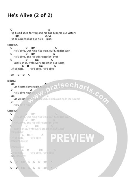 He's Alive Chords PDF (Dustin Smith) - PraiseCharts