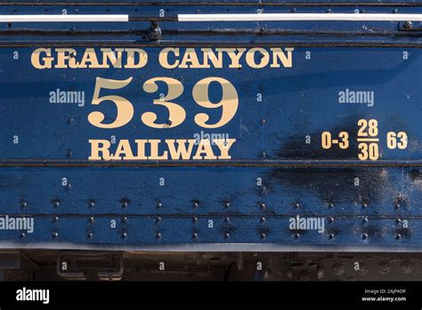 Williams, Arizona, USA- 01 June 2015: Old, historic Grand Canyon train on the station Stock ...