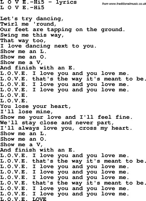 Love Song Lyrics for:L O V E.-Hi5