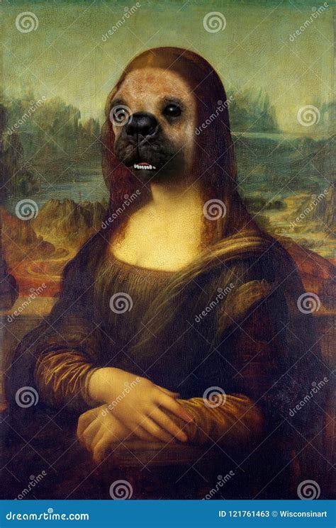 Funny Mona Lisa Dog Face Painting Spoof Stock Image - Image of lisa, bulldog: 121761463