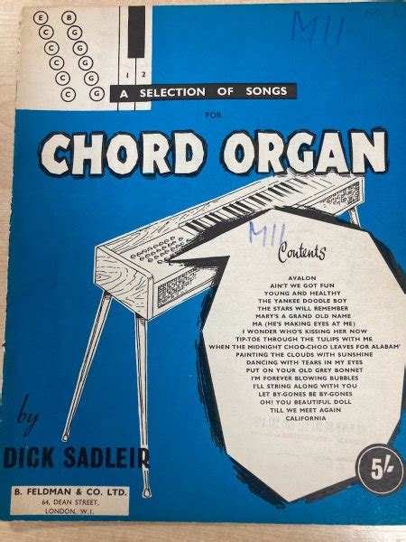 A selection of songs for chord organ