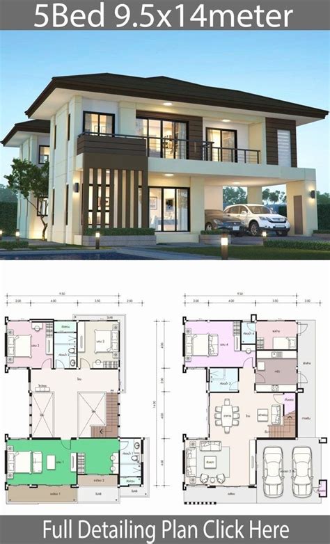 House Design Plan 8.5x9.5m With 4 Bedrooms #hausdesign House Design ...