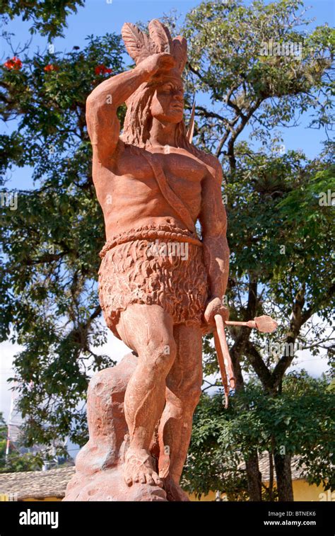 Statue of Lenca Indian leader and Honduran national hero Lempira in the ...