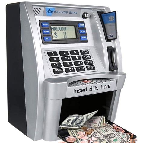 Black ATM Savings Bank, Mini Kids ATM Savings Bank for Real Money, ATM Machine Saving Bank for ...