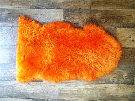 Orange sheepskin rug nursery sheepskin cool bright rugs | Etsy