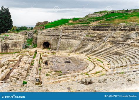 Ancient Greek Amphitheater in Historic City Syracuse on the Island of ...