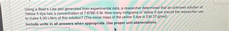 Solved Using a Beer's Law plot generated from experimental | Chegg.com