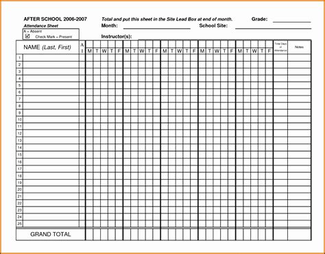 Attendance Sheet Word Template