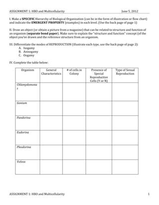 Bio 2 assignment 1 | PDF