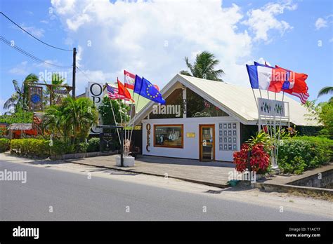 VAITAPE, BORA BORA -4 DEC 2018- Street view of Vaitape, the main town ...