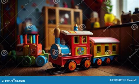 Wooden Toy Steam Locomotive Stock Image - Image of room, casual: 292150819