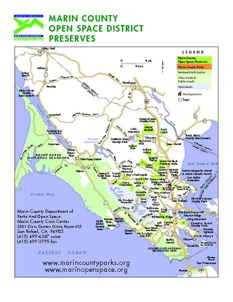 Marin Open Space Preserves Map - Marin County CA • mappery