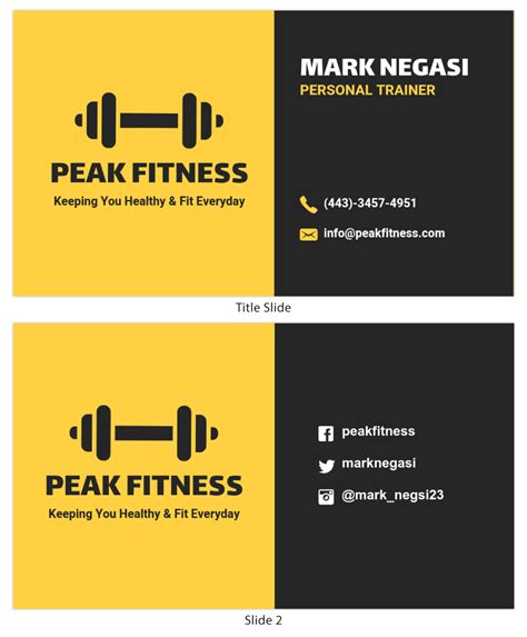 Yellow Fitness Trainer Business Card - Venngage