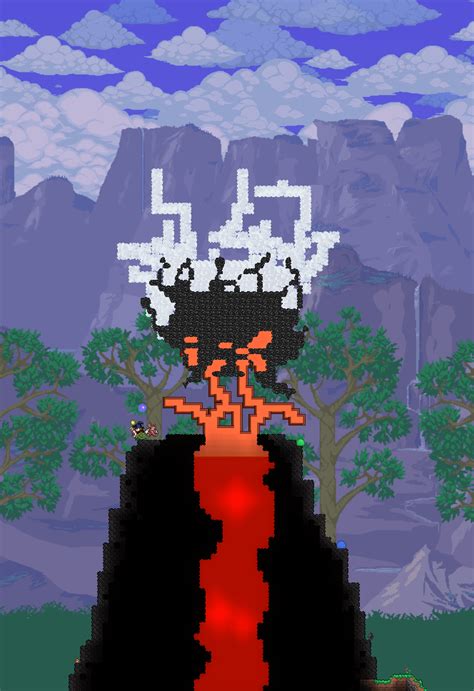 Cool Volcano I made : Terraria