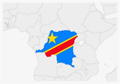 DR Congo map highlighted in DROC flag colors 12857644 Vector Art at ...