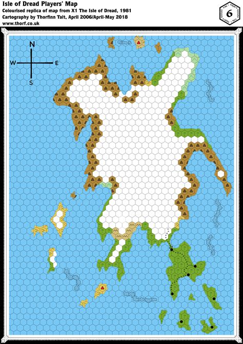 X1 (1981) Isle of Dread, 6 miles per hex | Atlas of Mystara