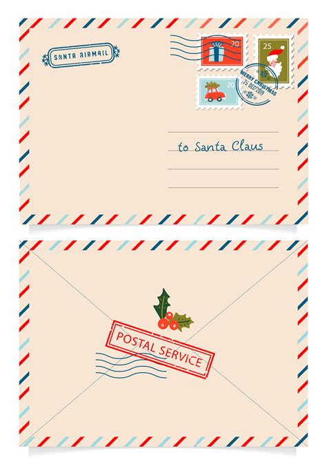 Letter to Santa Claus with stamps and postage marks. Dear santa claus ...